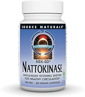 Source Naturals Nattokinase 100mg, Systemic Enzyme for Healthy Circulation, 60 Capsules