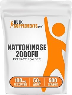 BulkSupplements.com Nattokinase 2000 FU Powder – Sourced from Natto Extract, Nattokinase Supplement – 100mg of Natto Powde…