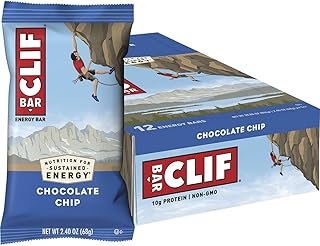 CLIF BAR - Chocolate Chip - Made with Organic Oats - Non-GMO - Plant Based - Energy Bars - 68g. (12 Pack)