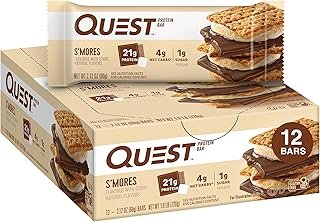 Quest Nutrition S’mores Flavoured Protein Bar, High Protein, Gluten Free, Keto Friendly, 12-Count