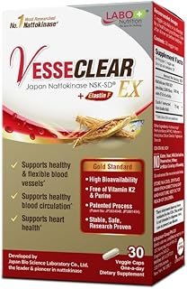 LABO Nutrition VesseCLEAR EX: Nattokinase NSK-SD+Elastin F for Clean & Flexible Blood Vessel. Japan’s Most Clinically Stud…
