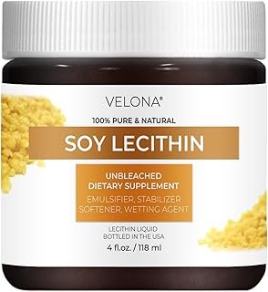 Velona Liquid Soy Lecithin by – 4 oz | Food Grade | Unbleached| Emulsifier, Stabilizer, Softener, Smoother, Wetting Agent…
