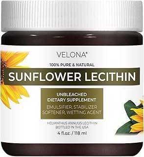 Velona Liquid Sunflower Lecithin by – 4 oz | Food Grade | Unbleached | Emulsifier, Stabilizer, Softener, Smoother, Wetting…