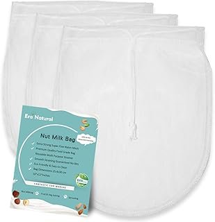 Nut Milk Bag Reusable 3 Pack 12″ x 10″ Cheesecloth Bags for Straining Almond/Soy Milk Greek Yogurt Strainer Milk Nut Bag f…