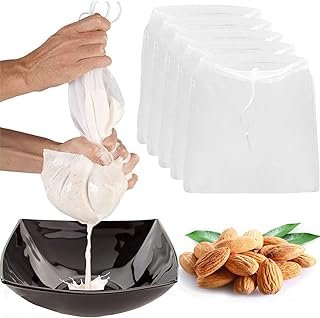 5 Pieces Nut Milk Bag, BetterJonny 9″ x 12″ Reusable Fine Mesh Nylon Filter Strainer All Purpose Food Strainer for Almond,…