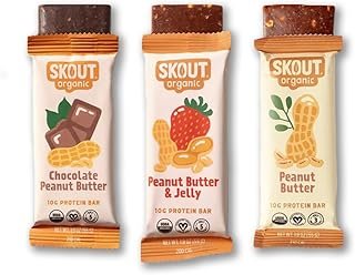 Skout Organic Plant-Based Protein Bars Variety Pack (12 Pack) 3 Flavors - 10g Protein - Vegan Protein Bars - Only 6 Ingred...