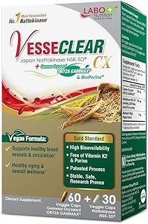 LABO Nutrition VesseCLEAR CX: Nattokinase NSK-SD 40 + Gamma Oryzanol for Clean Blood Vessel & Healthy Ageing, Japan’s Most…