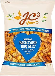 J.C.'S QUALITY FOODS Backyard BBQ Mix - Savoury Mix of BBQ kri kri peanuts, honey mustard soy crisps, cheese flavoured toa...