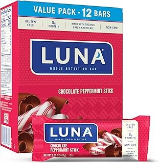 LUNA Bar - Chocolate Peppermint Stick Flavor - Snack Bars - Non-GMO - Gluten-Free Protein Bars - Made with Organic Oats (1...