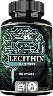 Lecithin 1200mg with Vitamin E – 180 Softgel Capsules – High Strength Soy Lecithin Supplement – 6 Months Supply – Supports…