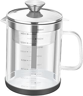Folpus Soybean Milk Strainer, Frying Oil Storage Can with Lid, Tea Jug Portable Oil Container with Strainer for Cafe, Coff...