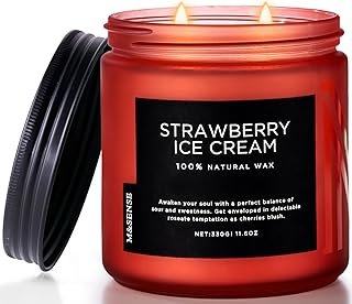 M&SENSE Natural Soy Candles for Home Strawberry Ice Cream Scented, 11.6oz 70 Hours Long Burning Candles, Hand Poured Candl...