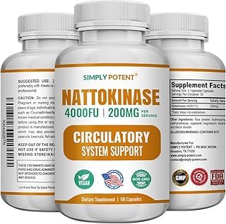 Simply Potent Nattokinase Supplement 4000 FU Per Serving, 2000 FU Per Capsule Pure Nattokinase with Max Activity Enzyme fo…