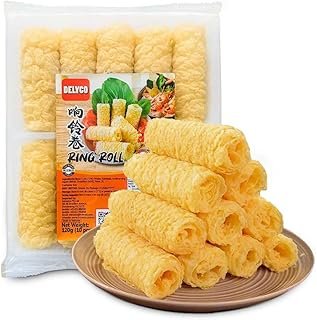 Delyco Dried Tofu Skin Crispy Tofu Skin Rolls Fried Bean Roll Golden Bean Curd Roll for Hot Pot, Soup, Noodle 120g
