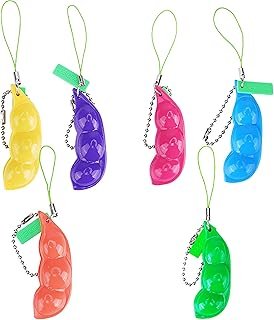 6 Pack Edamame Keychain Fidget Toys,Squeeze&Beans,Peanuts Keychain Sensory Toys Set,Cute Facial Expressions Edamame Keycha…