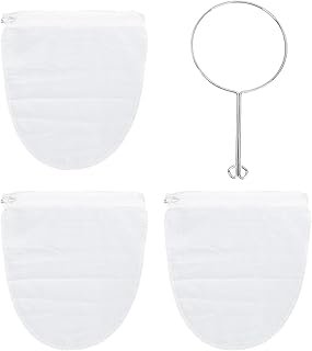 MUNEFE Fine Mesh Strainer Bags, Reusable Mesh Filter Bags, Food Strainer with Stainless Steel Handle for Soybean Juice Tea…